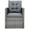 TOPMAX 5-piece Outdoor UV-Resistant Patio Sofa Set with Storage Bench All Weather PE Wicker Furniture Coversation Set with Glass Table, Gray