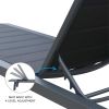 Emoti Outdoor Chaise Lounge Chair;  Sunlounge with padding Black Frame;  Set of 2;  Aluminum