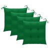 Dining Chairs 4 pcs with Green Cushions Solid Teak Wood