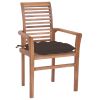 Dining Chairs 4 pcs with Taupe Cushions Solid Teak Wood