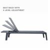 Emoti Outdoor Chaise Lounge Chair;  Sunlounge with padding Black Frame;  Set of 2;  Aluminum