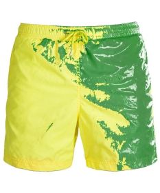 Discoloration In Water  Beach Sports Fitness Shorts  Quick-Drying Swimming Trunks  Temperature Change (Option: Yellow green-2XL)
