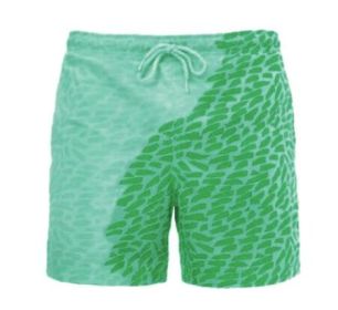 Discoloration In Water  Beach Sports Fitness Shorts  Quick-Drying Swimming Trunks  Temperature Change (Option: Speckled Green-S)