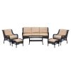 5-Person Rattan Patio Conversation Sets for Garden Backyard, Navy Blue
